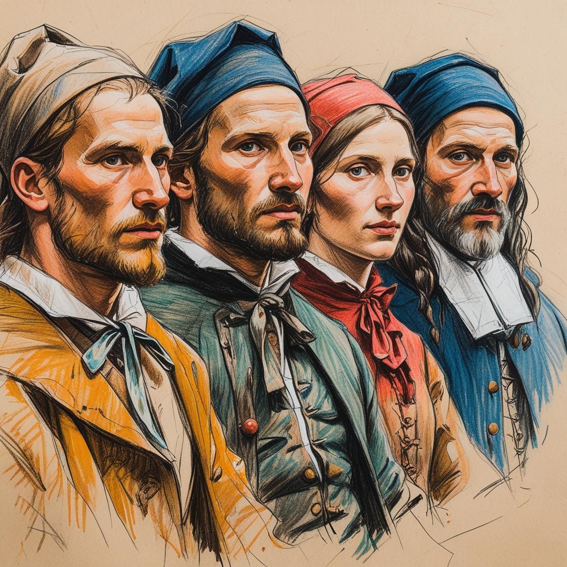 poglądowy obrazek ukazujący ludzi w XVII wieku