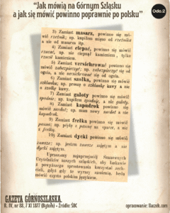 Śląskie słowa z 1877 roku: masarz, ciepnać, versichrować, szolka, galoty, kapudrok, frelka, dycki