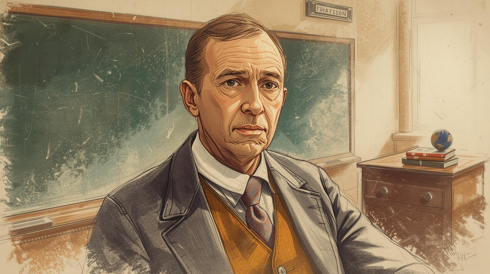 Karl Wosnitzka – nauczyciel i praktyk (Bytom/Beuthen, ok. 1920) Karl Wosnitzka – nauczyciel i autor tekstu o dialekcie w nauczaniu, stylizowana grafika w klimacie lat 20.
