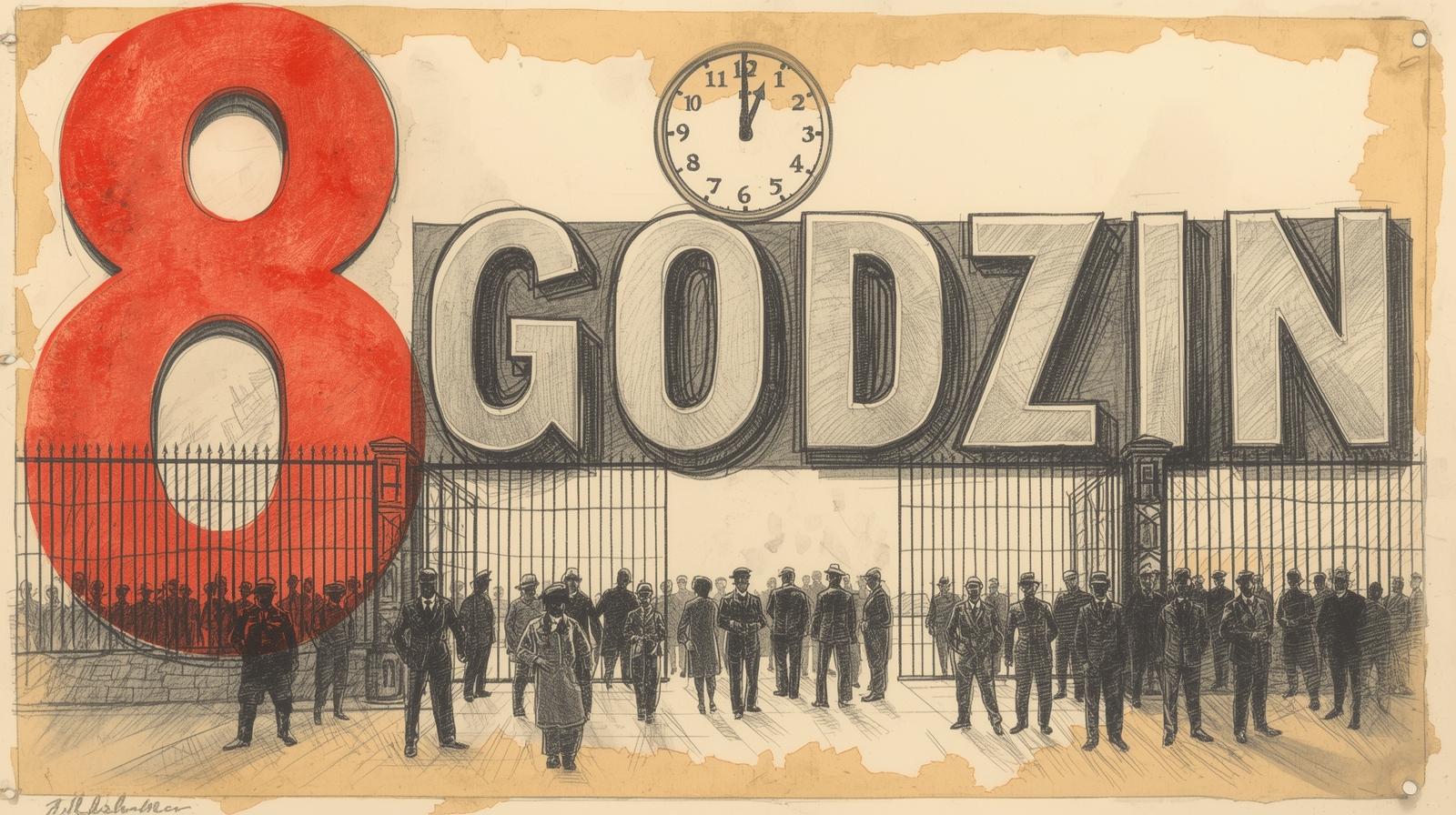 1924: strajk o 8-godzinny dzień pracy w Lipinach — symboliczna plansza (grafika poglądowa)
