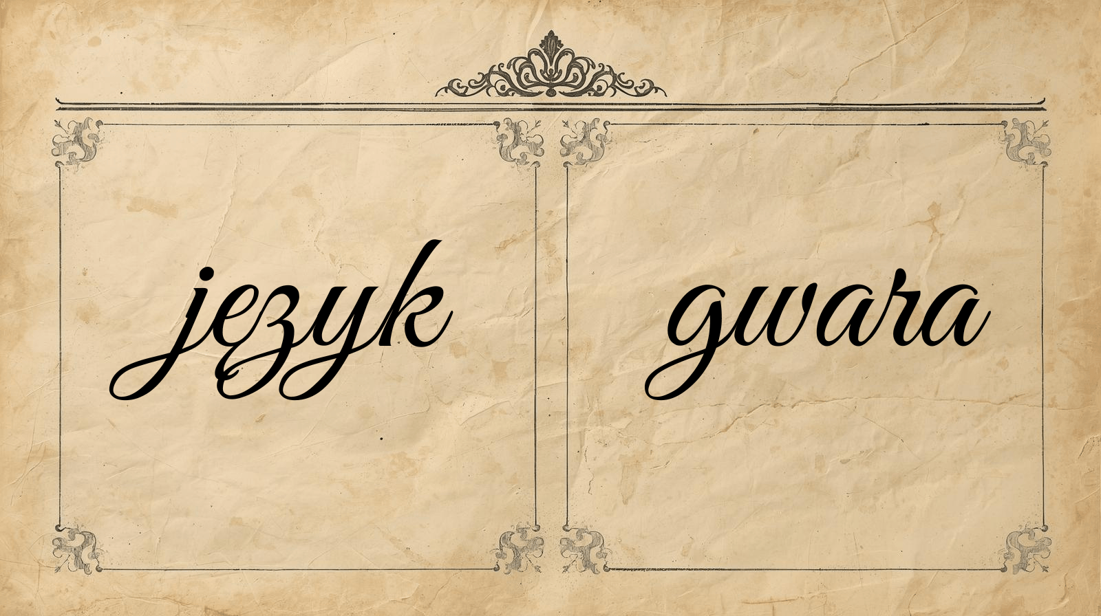 Śląski: język czy gwara? Spór bez krzyku Grafika: spór JĘZYK vs GWARA w kontekście śląskiego, ujęty spokojnie i bez agresji – dwie perspektywy