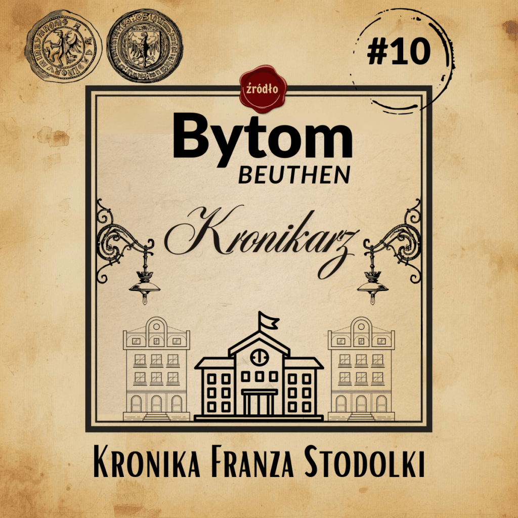 Panorama Bytomia (Beuthen) z lat 1862–1867 przedstawiająca Sąd Powiatowy i Rynek oświetlony pierwszymi latarniami gazowymi.
