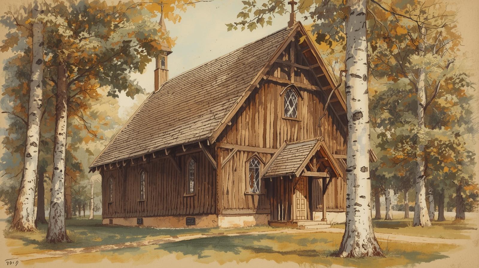 Zabytkowy drewniany kościółek św. Wawrzyńca (Schrotholzkirche) w parku miejskim w Bytomiu.