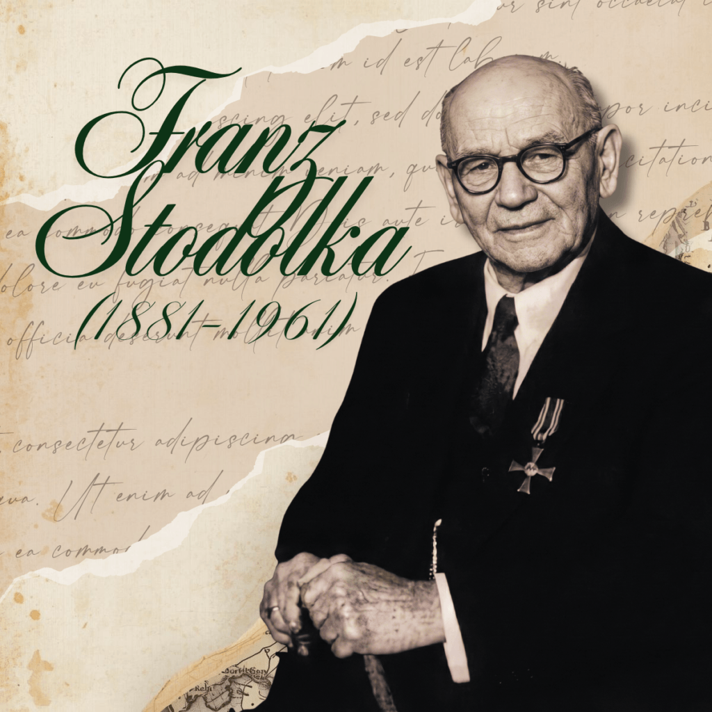 Oryginalny, czarno-biały portret Franza Stodolki, rektora i kronikarza Bytomia.