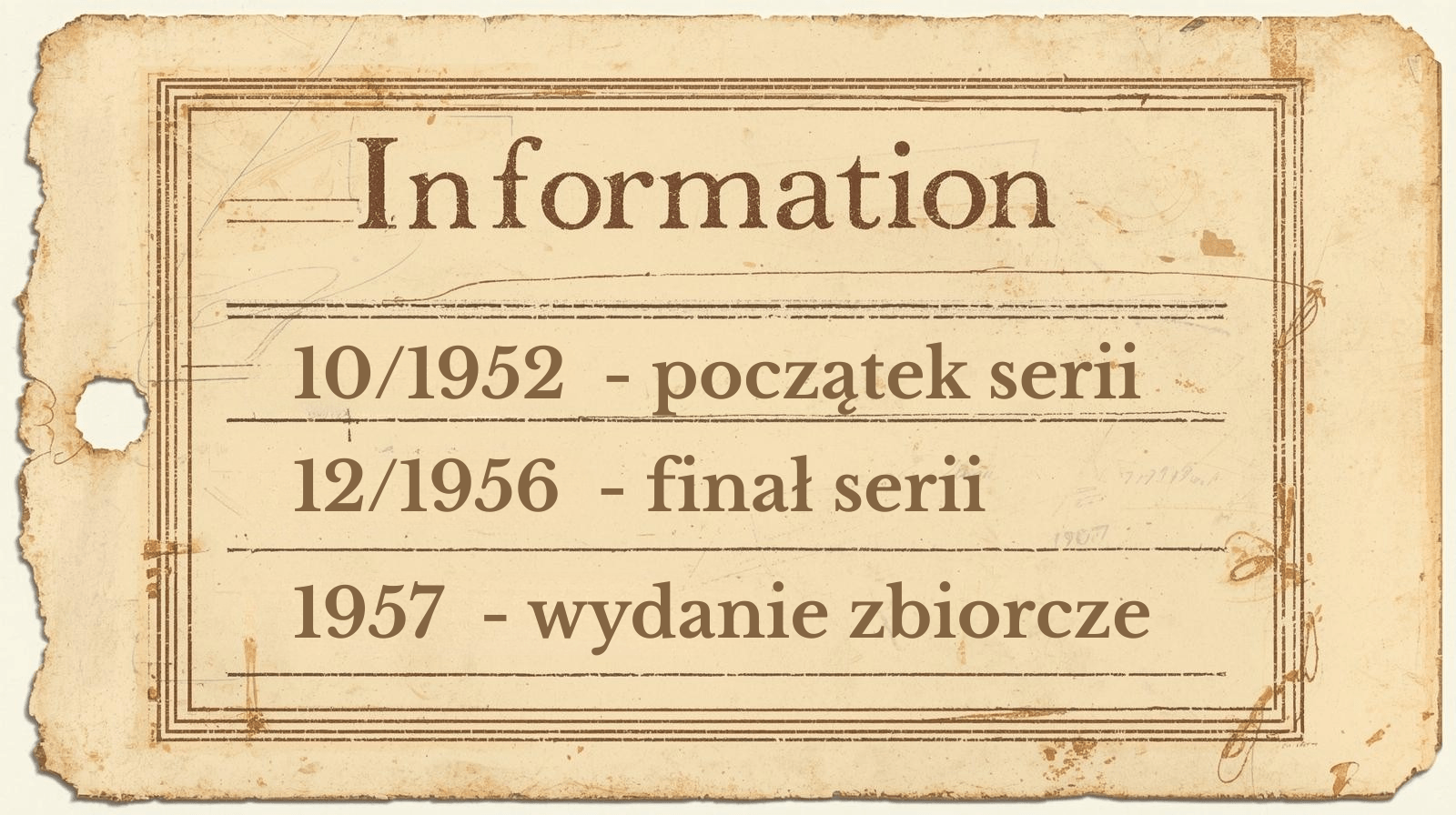 Prosta karta osi czasu: 10/1952, 12/1956 oraz napis Final; po lewej lata 1957, 1956, 1957.