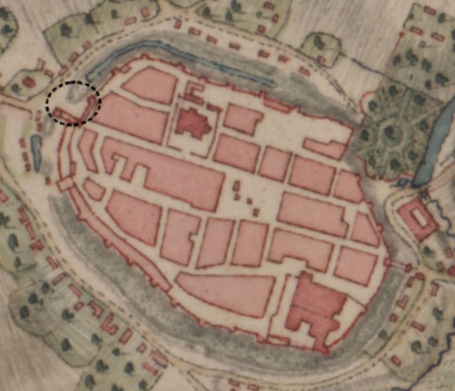 Plan Bytomia według Christiana Friedricha von Wredego nałożony na współczesny układ miasta