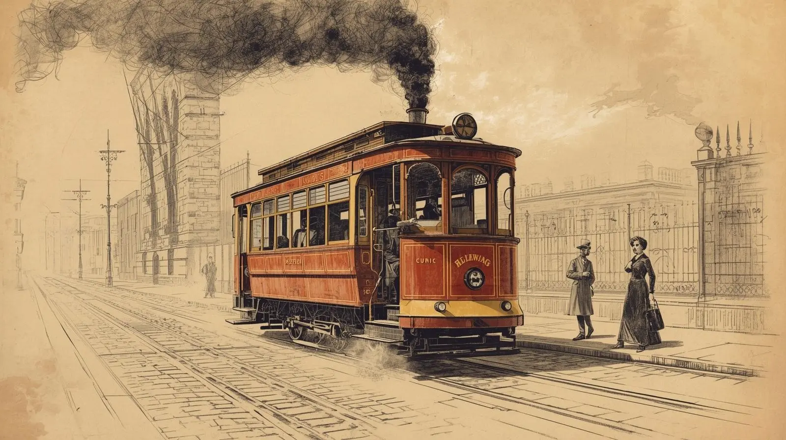 Tramwaj parowy na Boulevardzie w Bytomiu, 1893