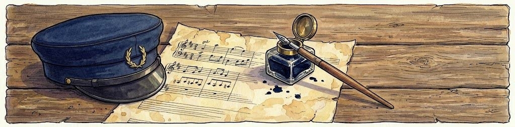 Dawna czapka szkolna, kałamarz i nuty symbolizujące historię oświaty i kultury w Bytomiu.